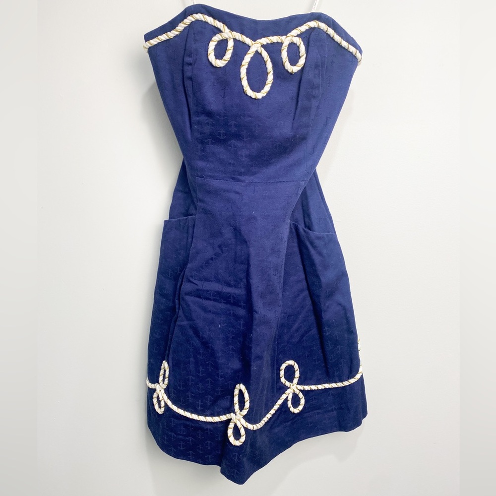 Rare Lilly Pulitzer Anchor Blossom Nautical Dress Size 00